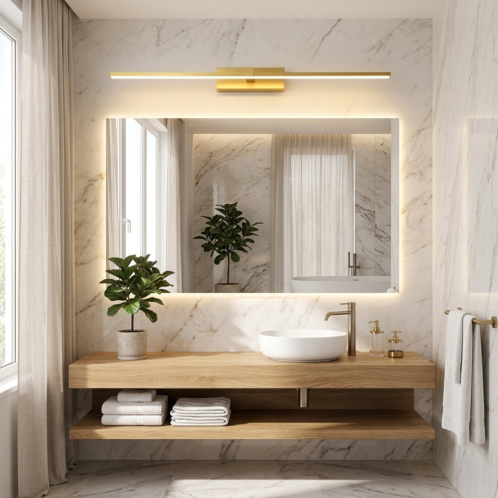 Linear LED Bathroom Wall Light Fixture - gold