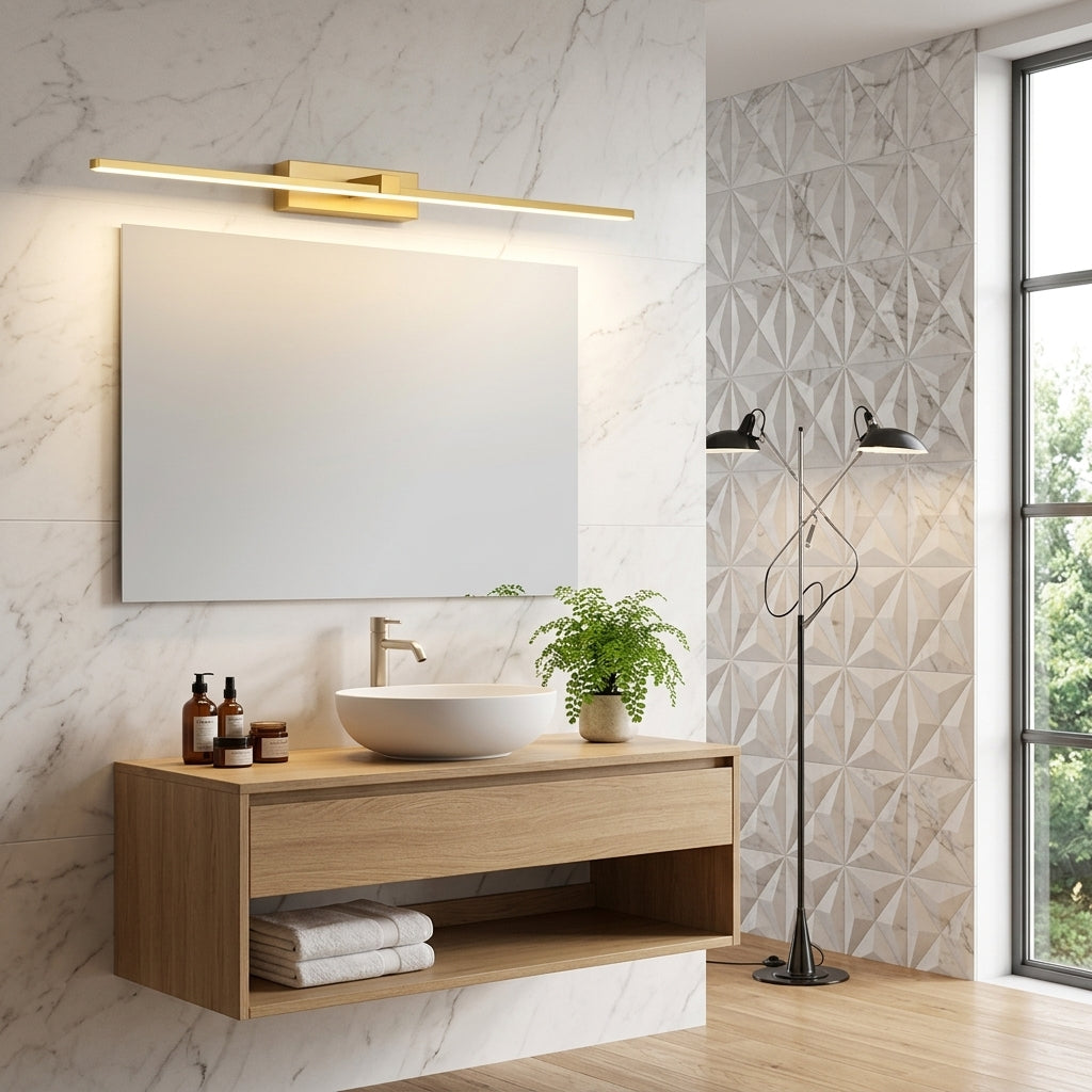 Linear LED Bathroom Wall Light Fixture - gold