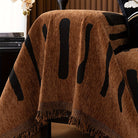 Sofa Cover with Geometric Pattern and Fringed Edges