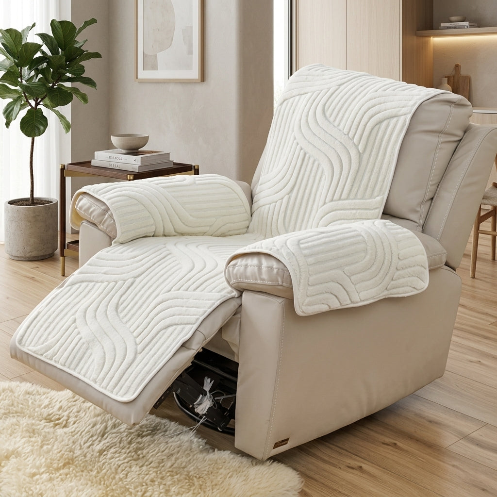 Recliner Armchair Cover with Jacquard Pattern and Non-Slip Fit - aviary drift