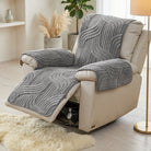 Recliner Armchair Cover with Jacquard Pattern and Non-Slip Fit - granite flow