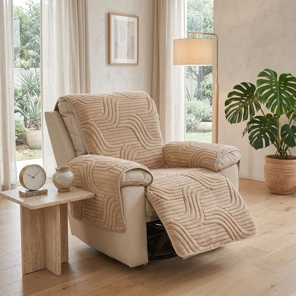 Recliner Armchair Cover with Jacquard Pattern and Non-Slip Fit - heron ripple