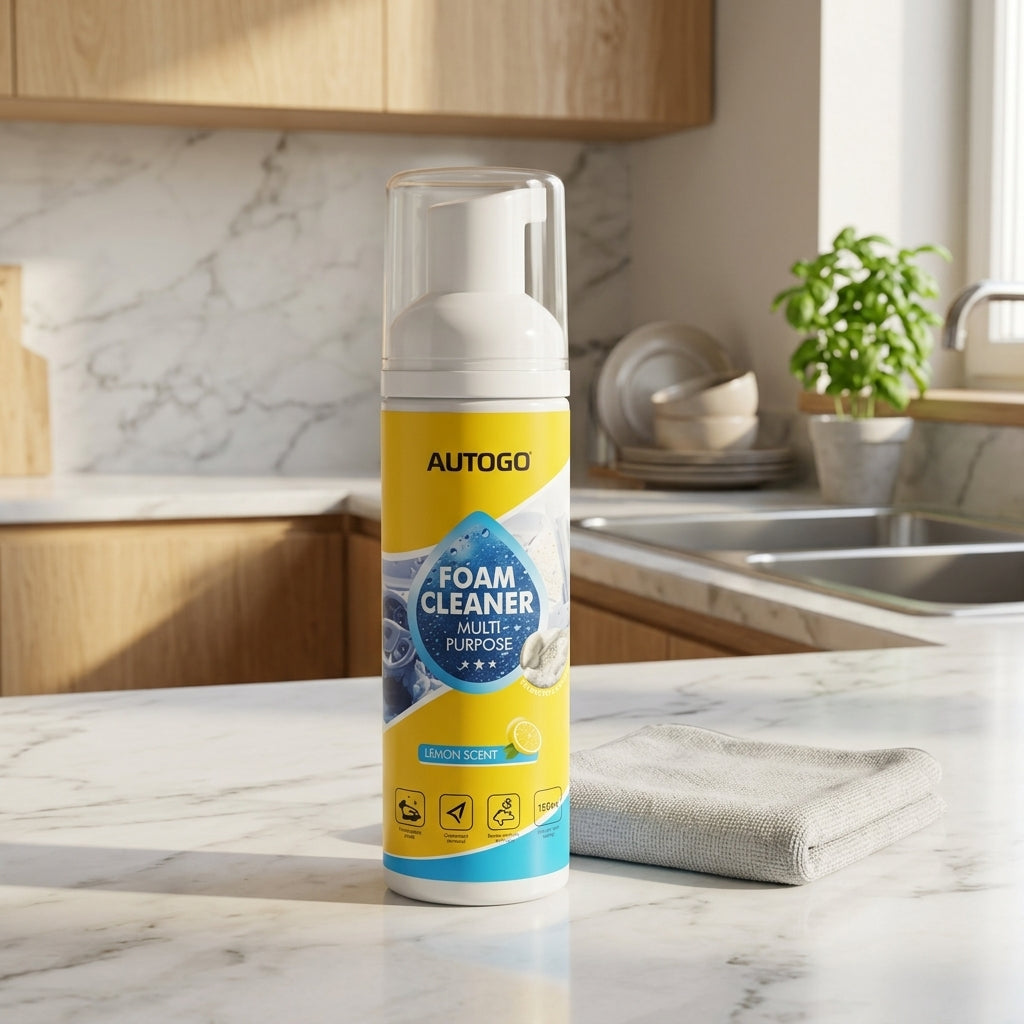 Foam Cleaning Spray with Lemon Scent for Car and Kitchen