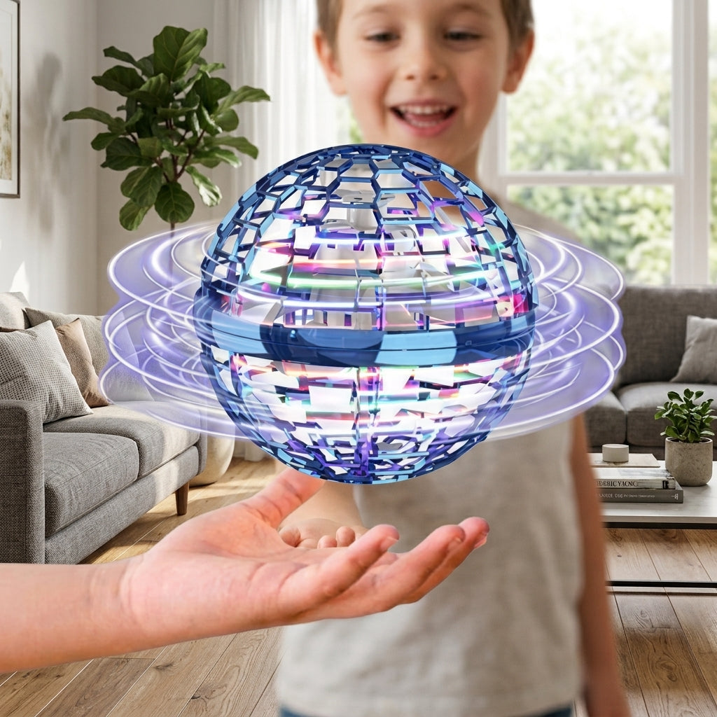 Flying Orb Toy with LED Lights and 360 Degree Rotation