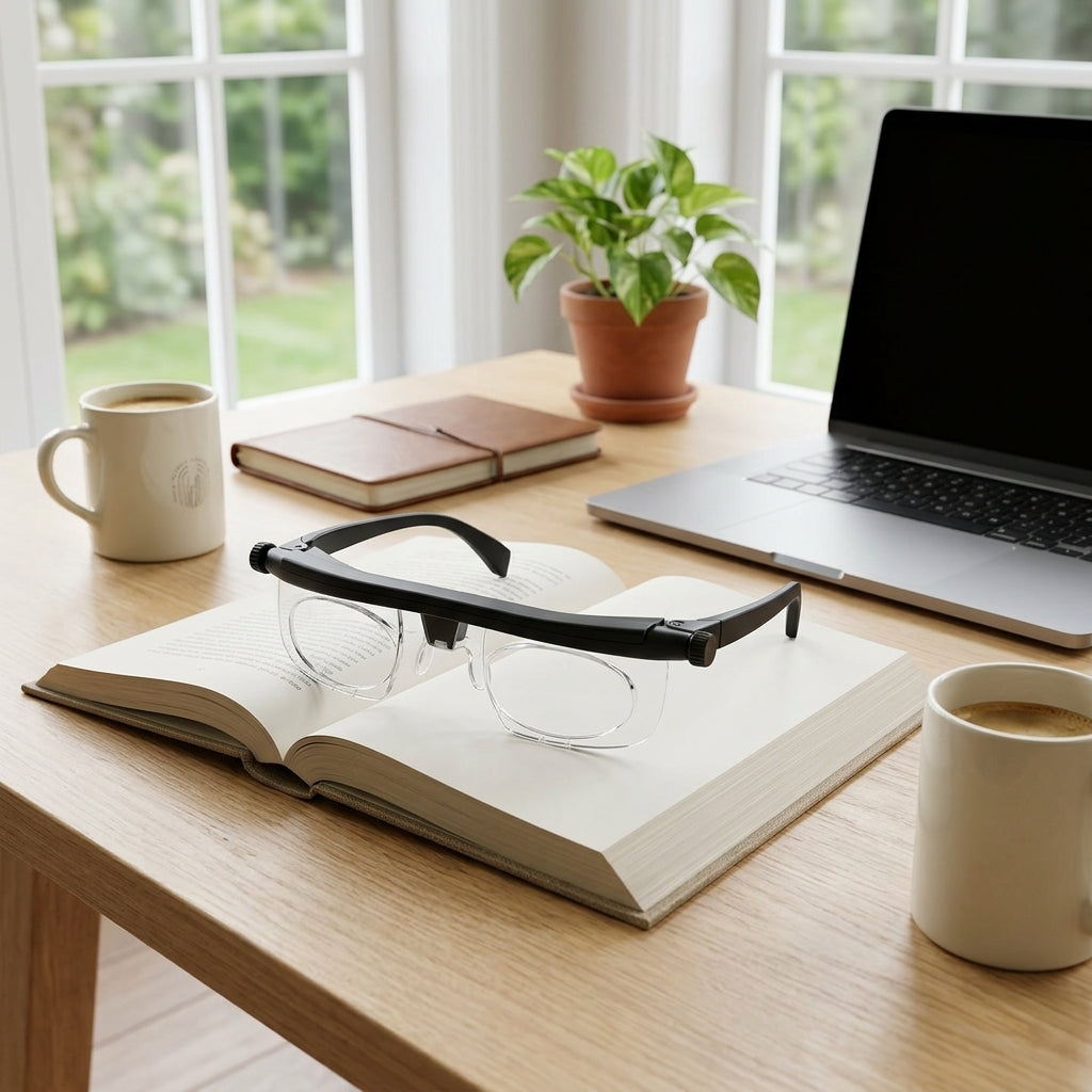 Reading Glasses with Near and Far Vision Adjustable Magnification