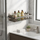 Corner wall mounted bathroom shelf without drilling