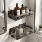 Corner wall mounted bathroom shelf without drilling