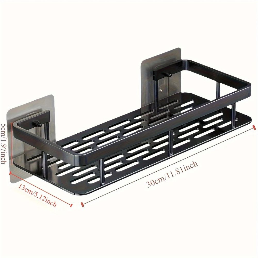 Corner wall mounted bathroom shelf without drilling