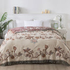 Floral cotton summer throw blanket for sofa bed