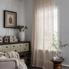 Boho geometric fringed sheer curtain with light filtering