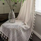 Boho geometric fringed sheer curtain with light filtering