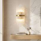Up down LED wall light with crystal stainless steel - gold