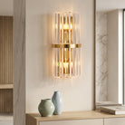 Up down LED wall light with crystal stainless steel - gold