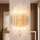 Up down LED wall light with crystal stainless steel - gold