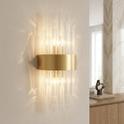 Up down LED wall light with crystal stainless steel - gold