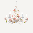Chandelier with vintage floral ceramic rose branches