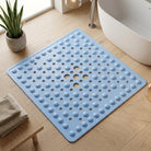 Shower Mat With Square Non Slip Drainage Holes - baby blue