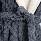 Women's hooded winter robe with belt and pockets