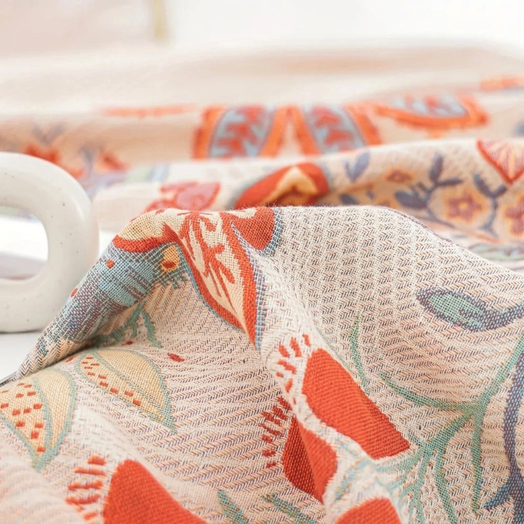 Floral reversible throw blanket for bed and sofa