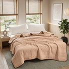 Quilted summer bedspread coverlet for bed - beige