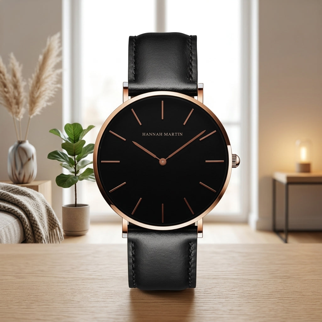 Watch for Men with Stainless Steel Case and Classic Dial - black black