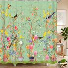 Shower Curtain With Floral Bird Pattern
