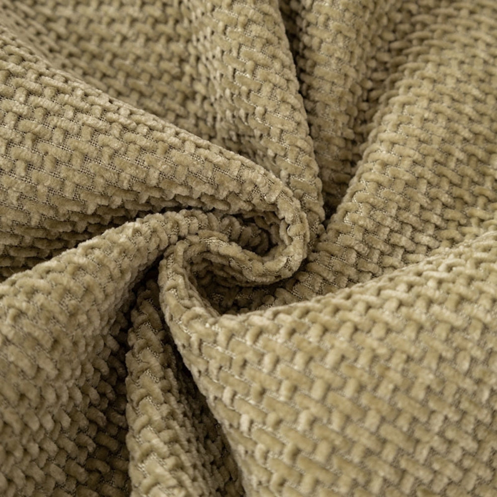 Reversible chenille sofa cover with decorative fringes