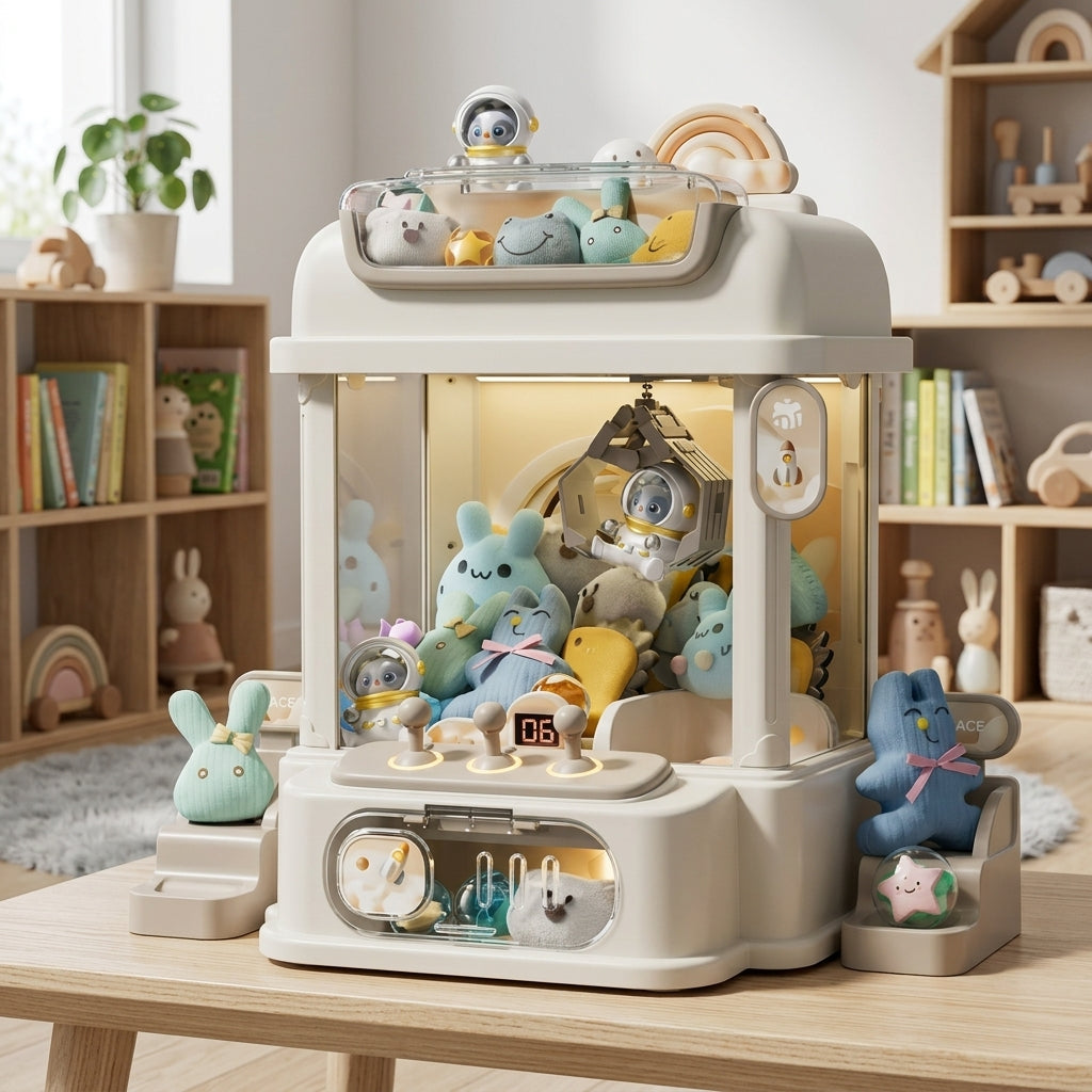 Claw Machine Toy with Plush Animal Dolls for Kids - white