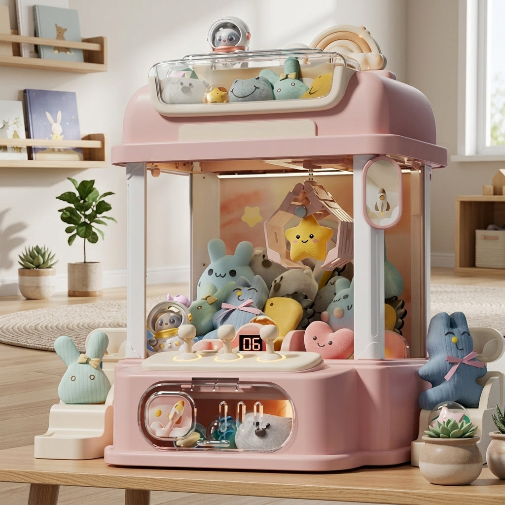 Claw Machine Toy with Plush Animal Dolls for Kids - pink
