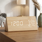 Digital Alarm Clock Modern Wood Effect LED - glowing bamboo