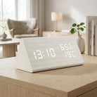 Digital Alarm Clock Modern Wood Effect LED - icy ivory