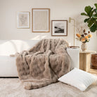 Reversible Blanket Faux Fur Effect Home Decor - espresso brown