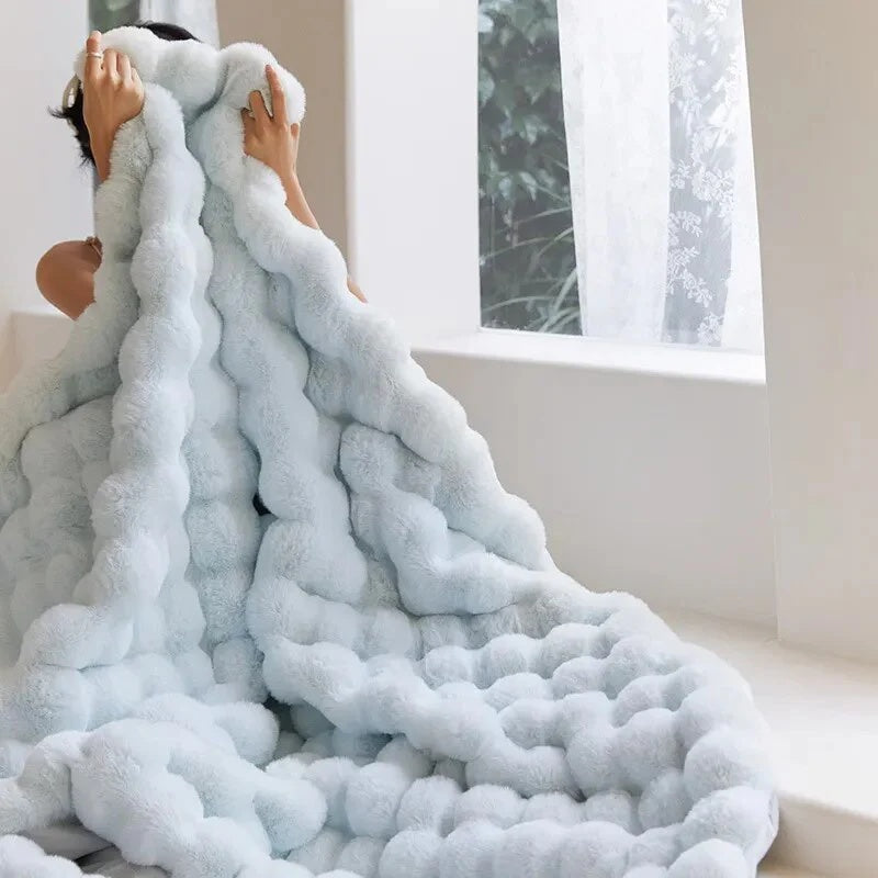Reversible Blanket Faux Fur Effect Home Decor