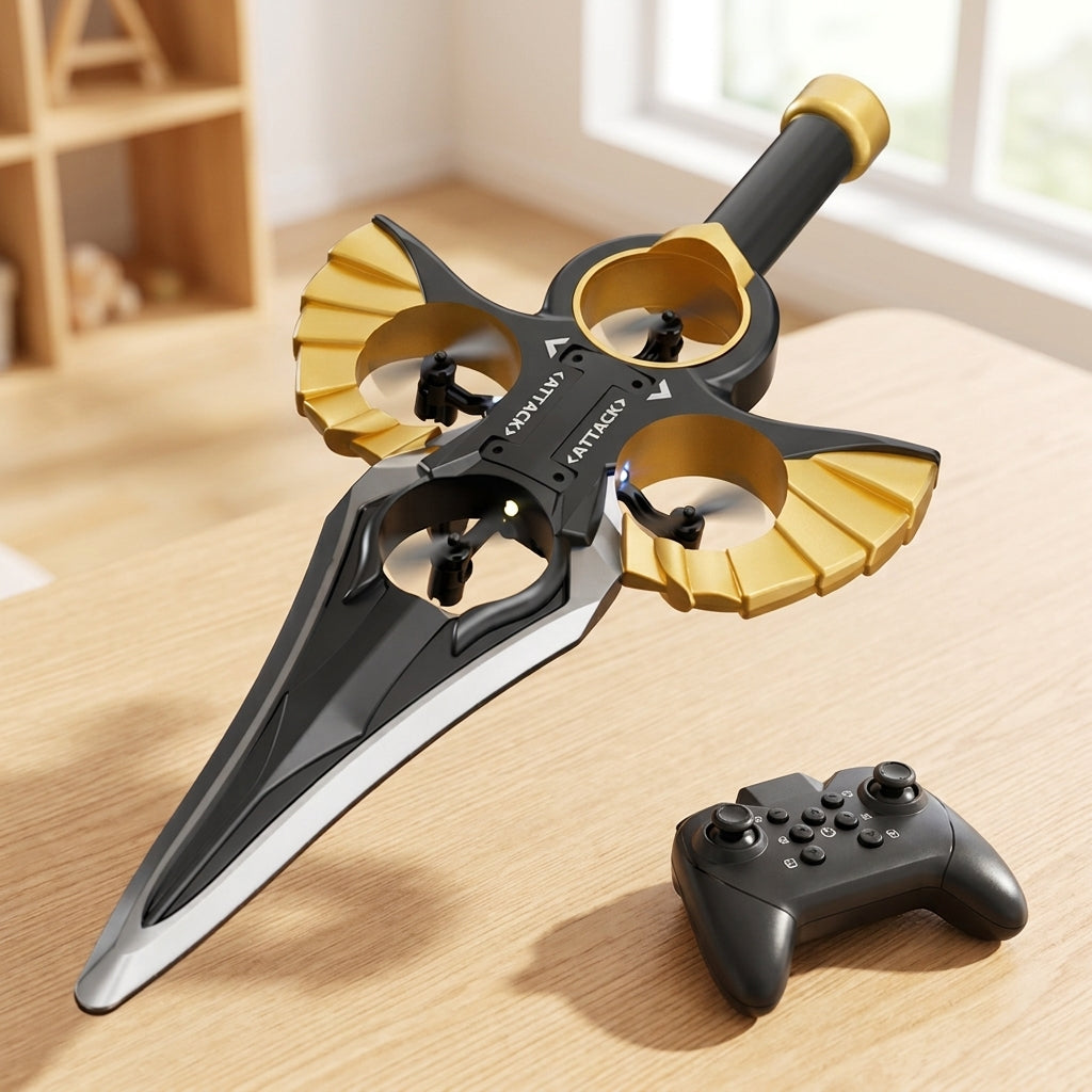 Flying sword toy with gesture control and remote flight - yellow