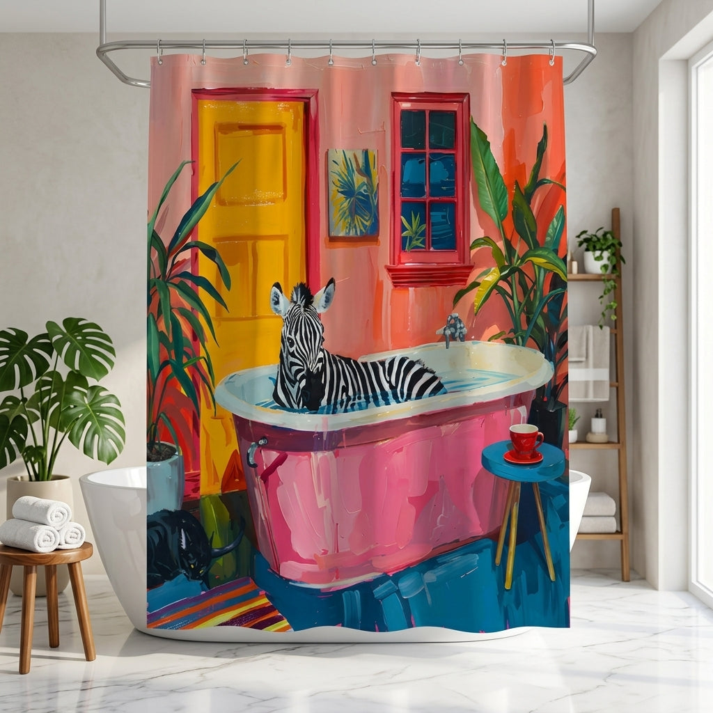 Shower Curtain Zebra Print Bathroom Decorative