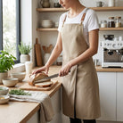 Kitchen Apron Adjustable Unisex Front Split Pockets - beige