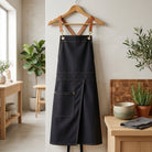 Kitchen Apron Adjustable Unisex Front Split Pockets - black