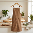 Kitchen Apron Adjustable Unisex Front Split Pockets - light brown