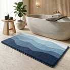 Bath Mat Wave Pattern Absorbent Non Slip Washable - ocean wave