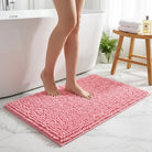 Bath Mat Chenille Non Slip Bathroom Rug - pink