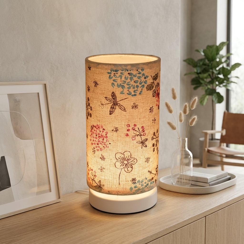 Table Lamp Floral Botanical Decorative Bedroom Desk - jasmine flower