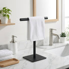 Towel Holder Freestanding Countertop Bathroom Stand - black