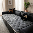 Sofa Cover Quilted Button Living Room - misty gray