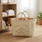 Storage Basket Floral Quilted Foldable Organiser - cream petals