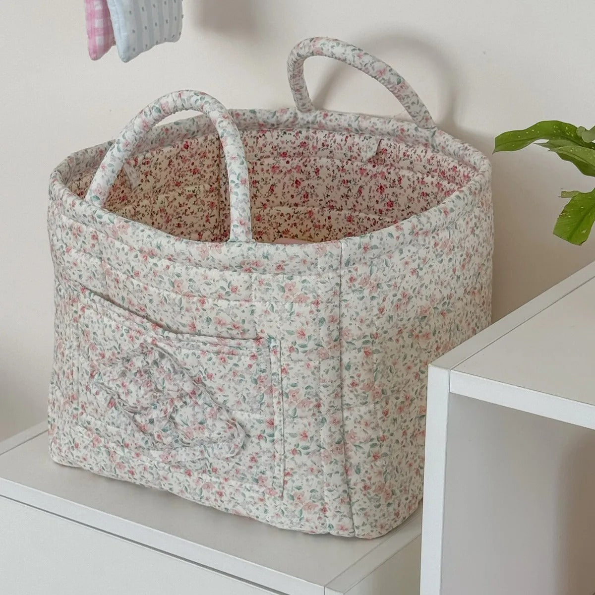 Storage Basket Floral Quilted Foldable Organiser