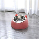 Pet Bowl Angled Non Slip Elevated Cat Feeding Station - pink