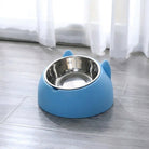 Pet Bowl Angled Non Slip Elevated Cat Feeding Station - blue