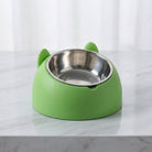 Pet Bowl Angled Non Slip Elevated Cat Feeding Station - green