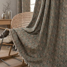 Window Curtain Floral Woven Semi Blackout Tassels - olive blossom