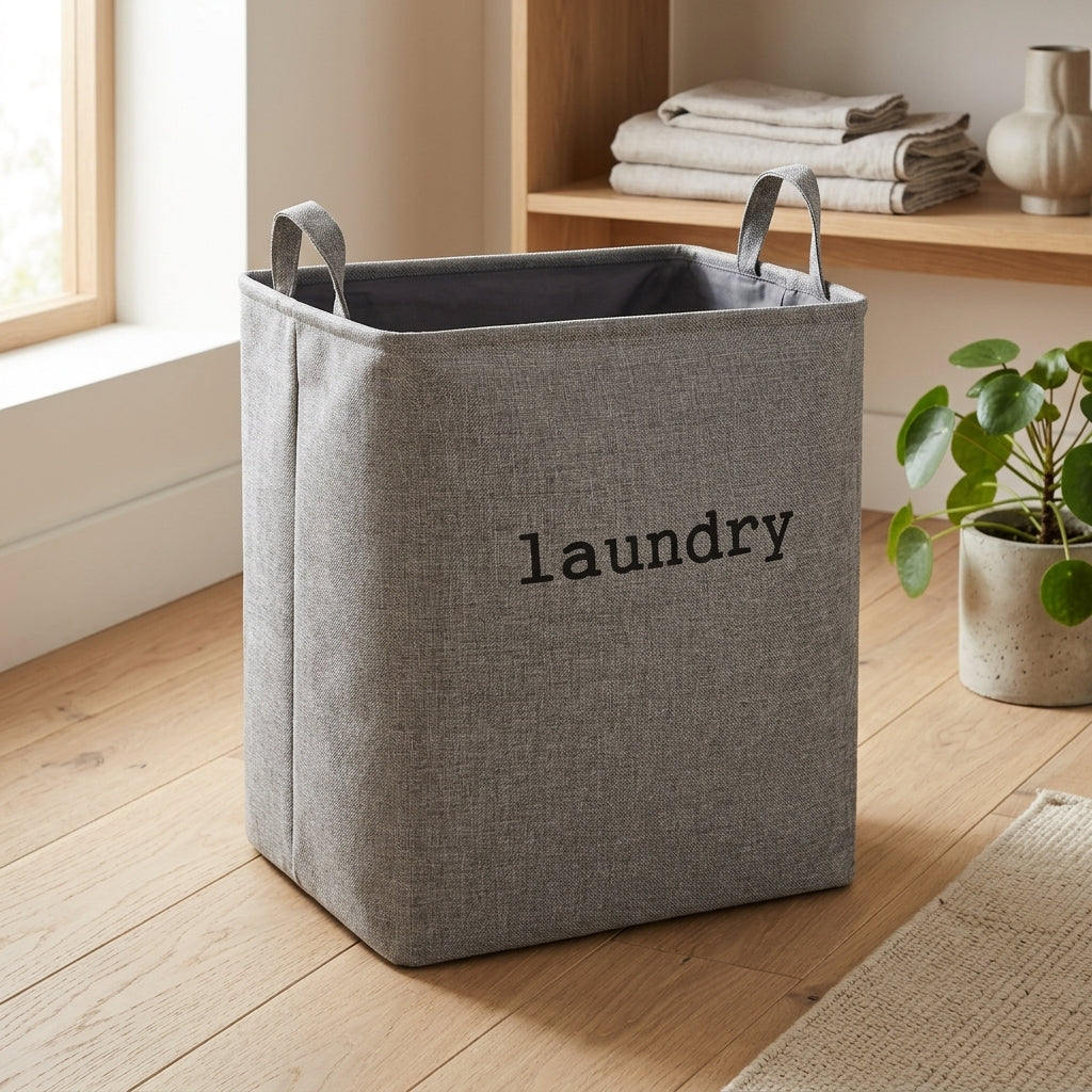 Laundry Basket Foldable with Reinforced Handles - urban gray